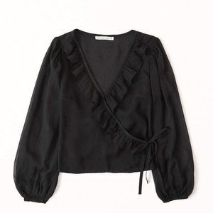 Abercrombie & Fitch Long-Sleeve Ruffle Wrap Top